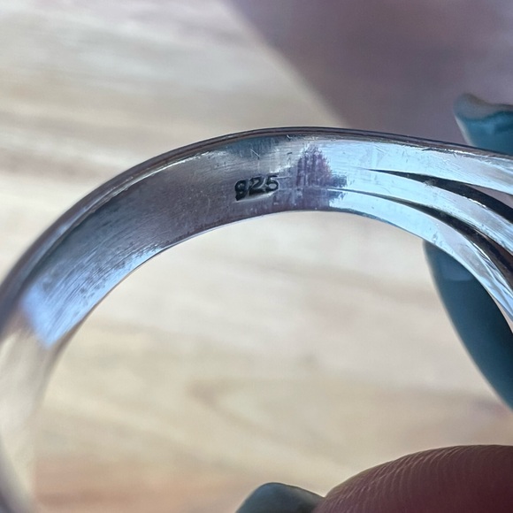 Genuine oyster,copper,turquoise ring,925 Sterling Silver,vibrant, chunky❤️size 7 - Picture 6 of 8